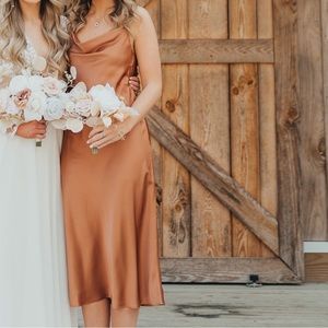 Show Me Your Mumu Verona Cowl Dress - Copper Luxe Satin